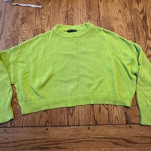 Olivaceous Neon Green Crew Neck Sweater